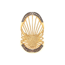 Gold & Brown Diamonds Oriental Long Ring