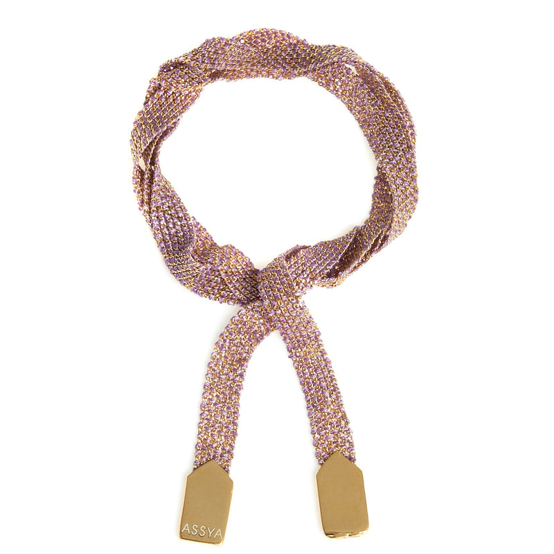 Gold & Lilac Silk Wrap Bracelet