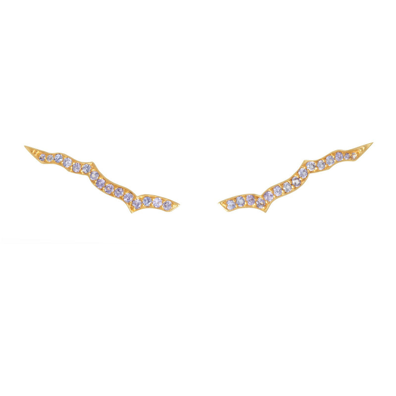 Gold & Tanzanite Oriental Ear Sliders