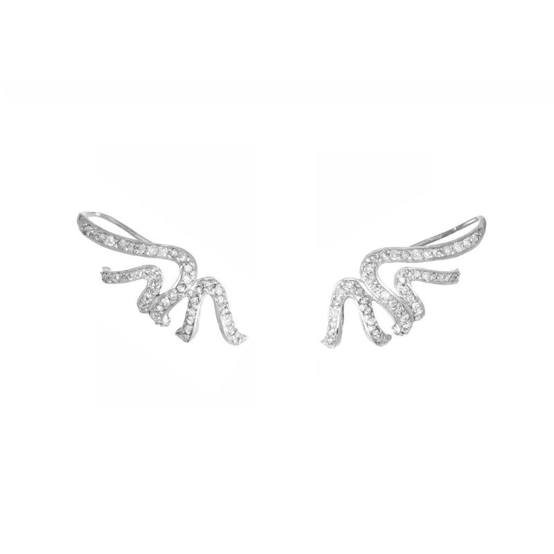 Silver White Diamonds Oriental Statement Ear Cuff