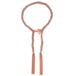 Rose Gold & Light Grey Tassel Bracelet