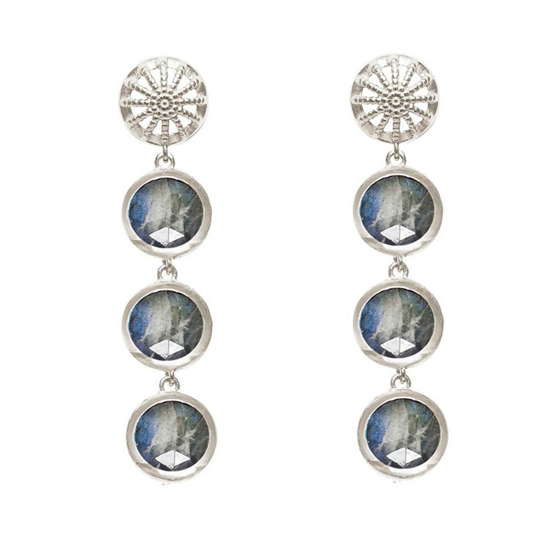 Silver & Labradorite Rocks Goddess Earrings