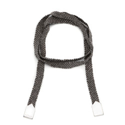 Silver & Dark Grey Silk Wrap Bracelet