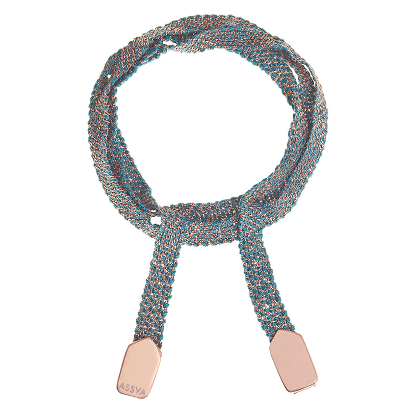 Rose Gold & Teal Wrap Bracelet