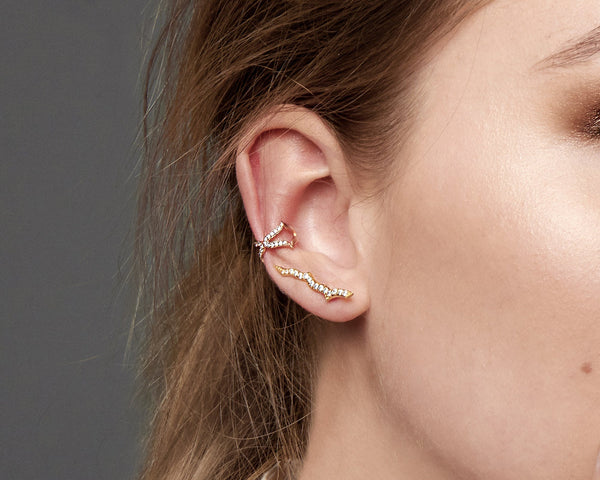18ct Rose Gold & White Diamond Oriental Ear Sliders