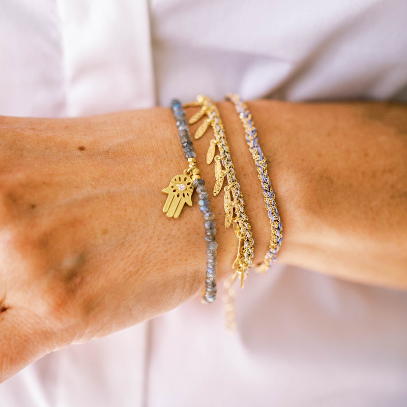Gold & Neon Yellow Silk Feather Bracelet
