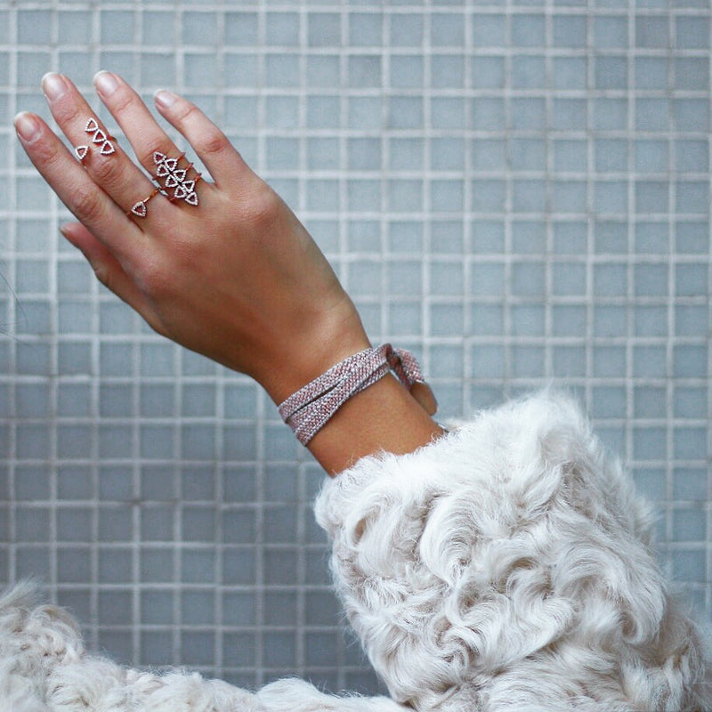 Rose Gold & Grey Wrap Bracelet