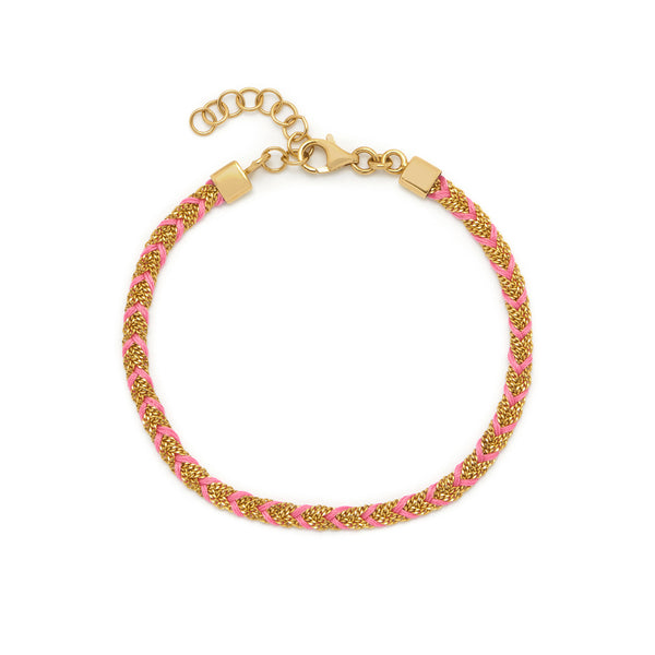 ASSYA Gold and Pink Silk Braided Kuna Friendship Bracelet