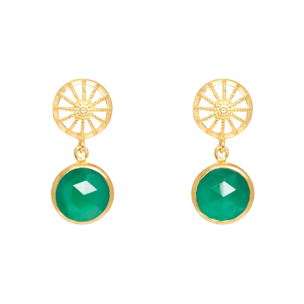 Gold & Chrysoprase Rocks Drop Earrings