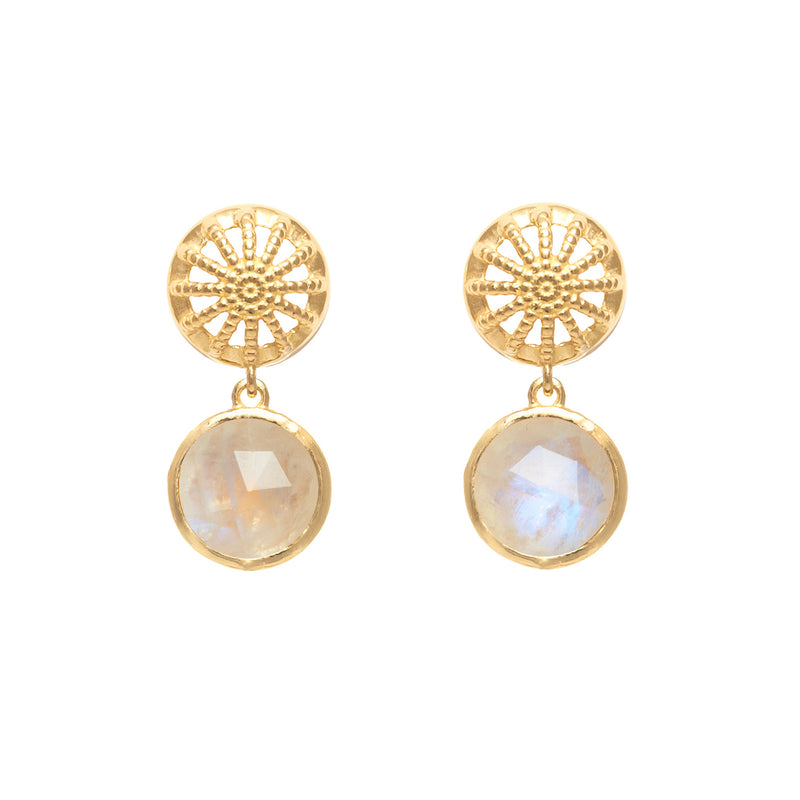 Gold & Moonstone Rocks Drop Earrings