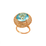 Rose Gold & Blue Topaz Cage Ring