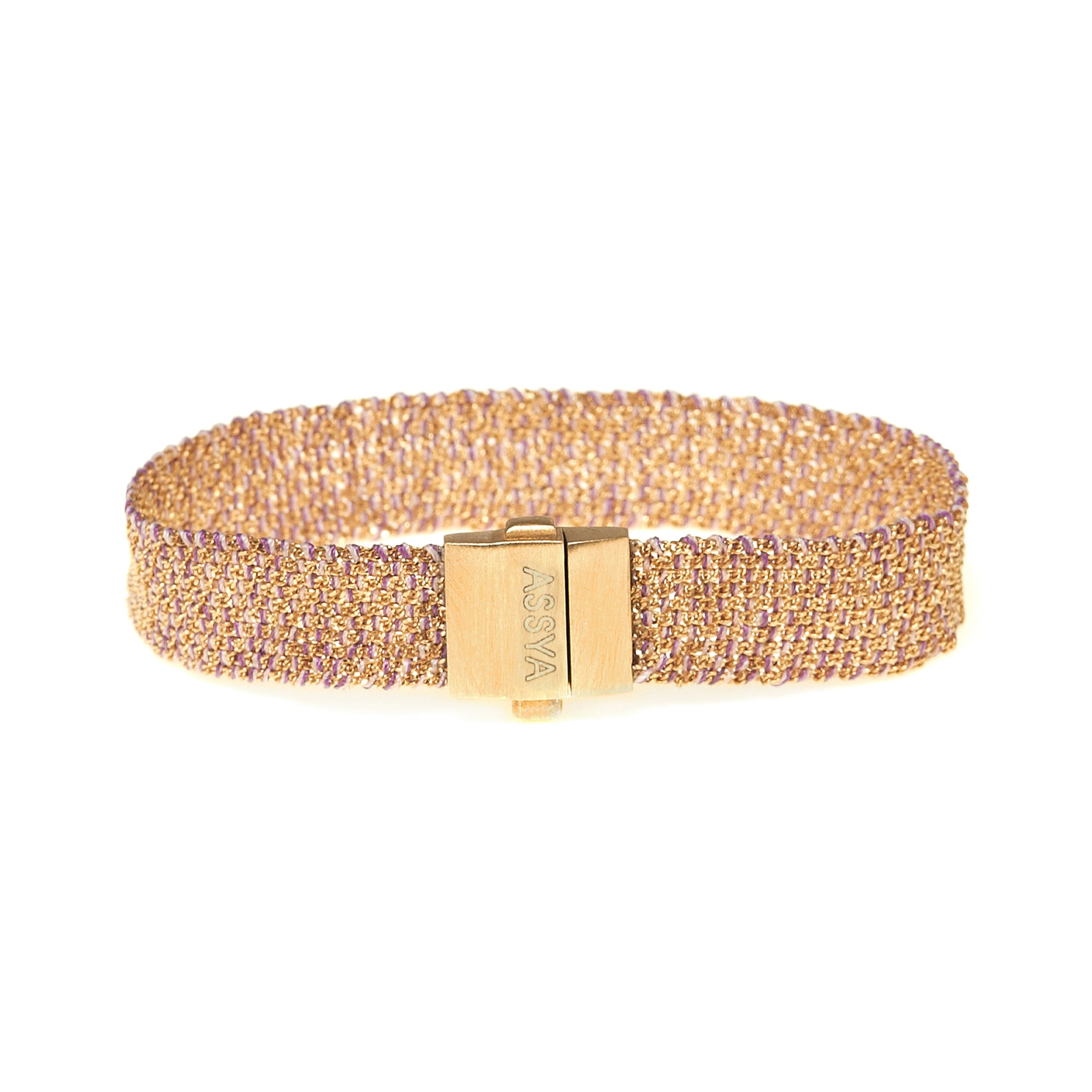 18ct gold plated vermeil with lilac thread bracelet