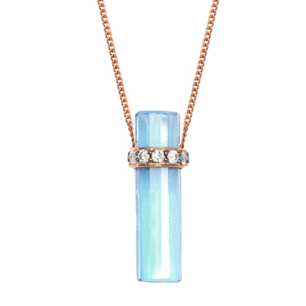 Blue Topaz & Diamond Crystal Necklace